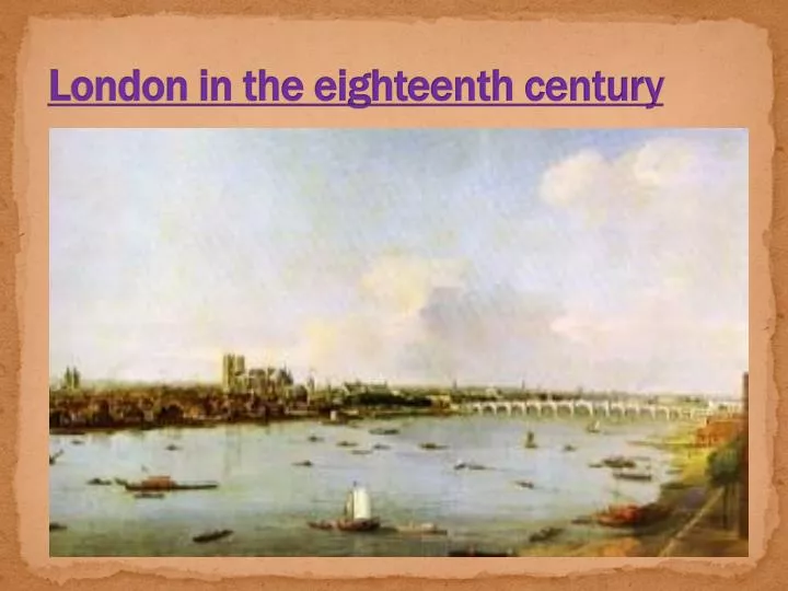 london in the eighteenth century