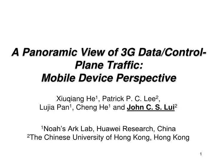 a panoramic view of 3g data control plane traffic mobile device perspective
