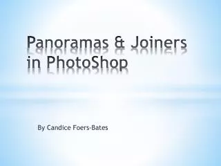 Panoramas &amp; Joiners in PhotoShop