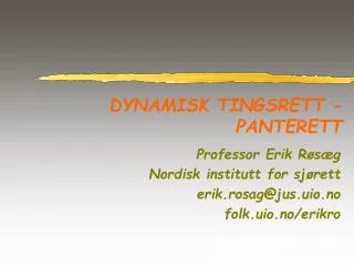 DYNAMISK TINGSRETT - PANTERETT