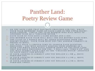 Panther Land: Poetry Review Game