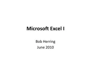 Microsoft Excel I