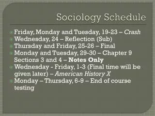 Sociology Schedule