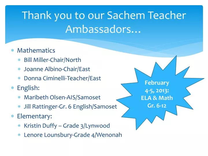 thank you to our sachem teacher ambassadors