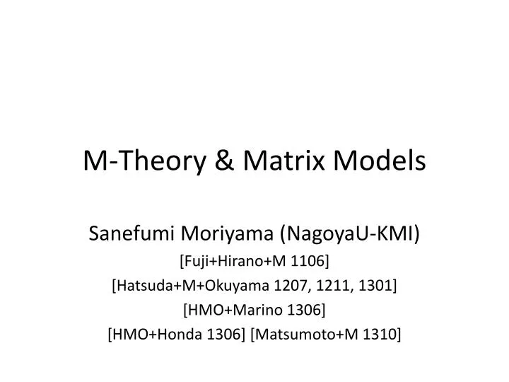 m theory matrix models