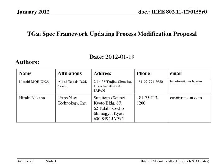 tgai spec framework updating process modification proposal