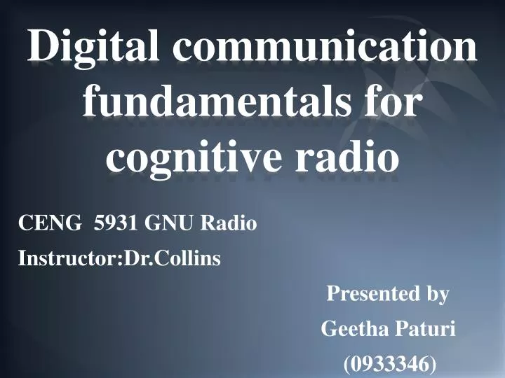digital communication fundamentals for cognitive radio