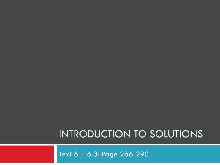 introduction to solutions