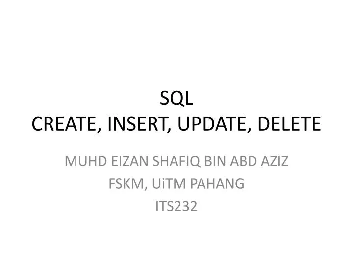 sql create insert update delete