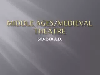Middle Ages/Medieval Theatre