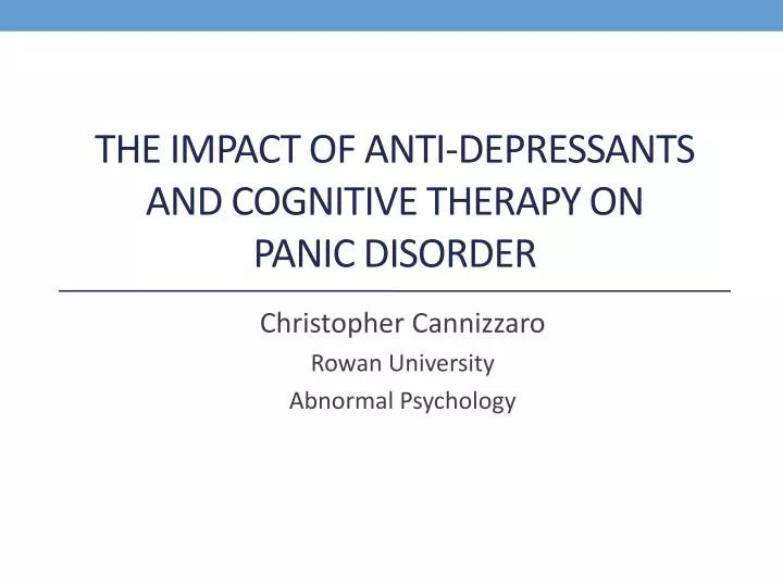 the impact of anti depressants and cognitive therapy on panic disorder