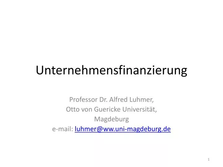 unternehmensfinanzierung