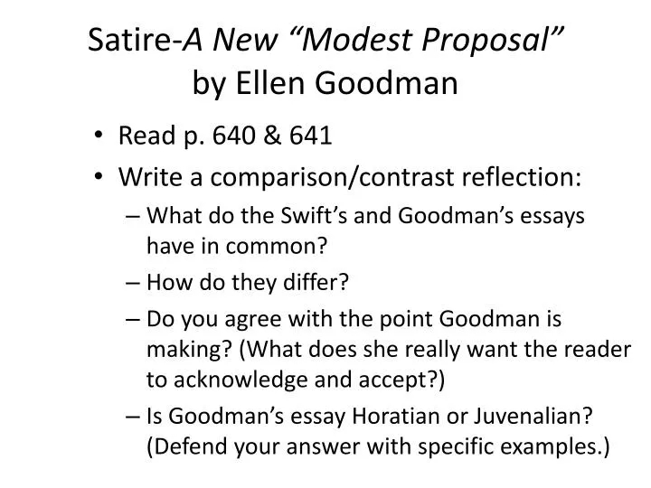 satire a new modest proposal by ellen goodman