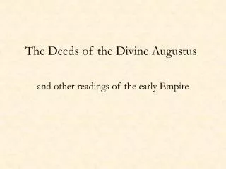 The Deeds of the Divine Augustus