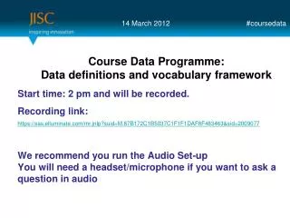 Course Data Programme: Data definitions and vocabulary framework