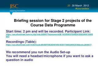 Briefing session for Stage 2 projects of the Course Data Programme