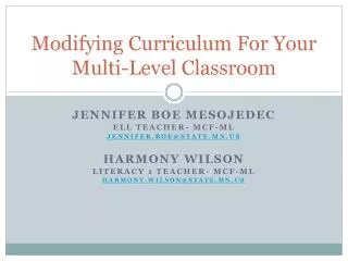Modifying Curriculum For Your Multi-Level Classroom