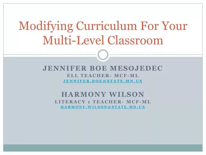 modifying curriculum for your multi level classroom