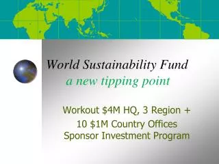 World Sustainability Fund a new tipping point