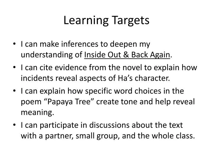 learning targets