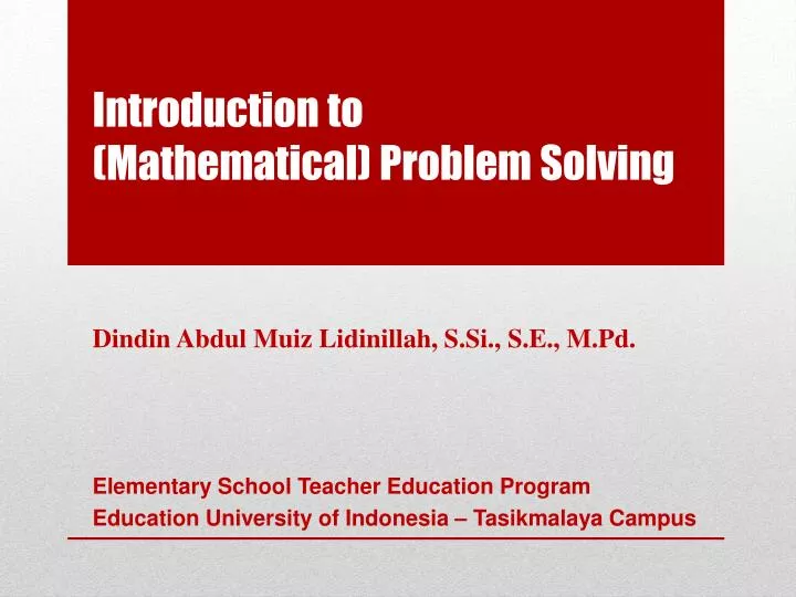 introduction to mathematical problem solving