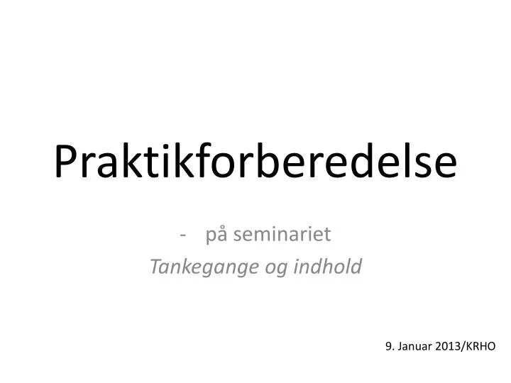 praktikforberedelse