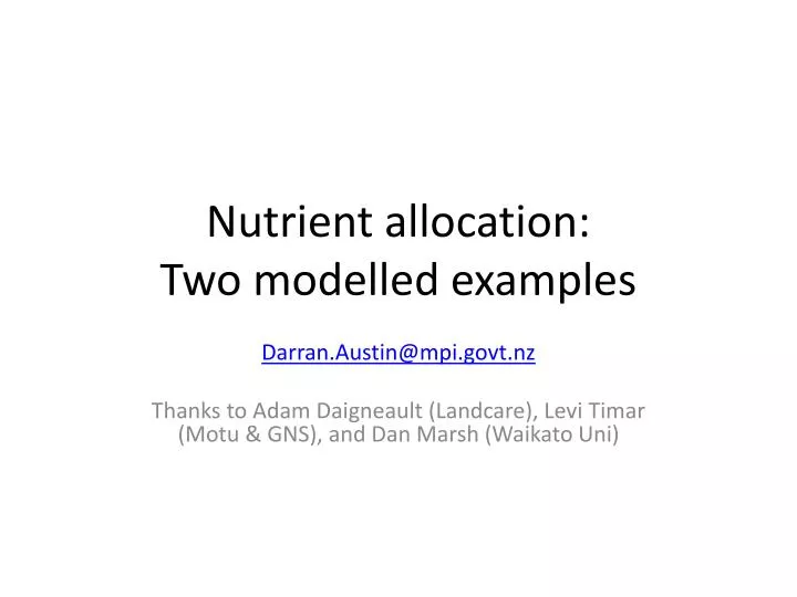 nutrient allocation two modelled examples
