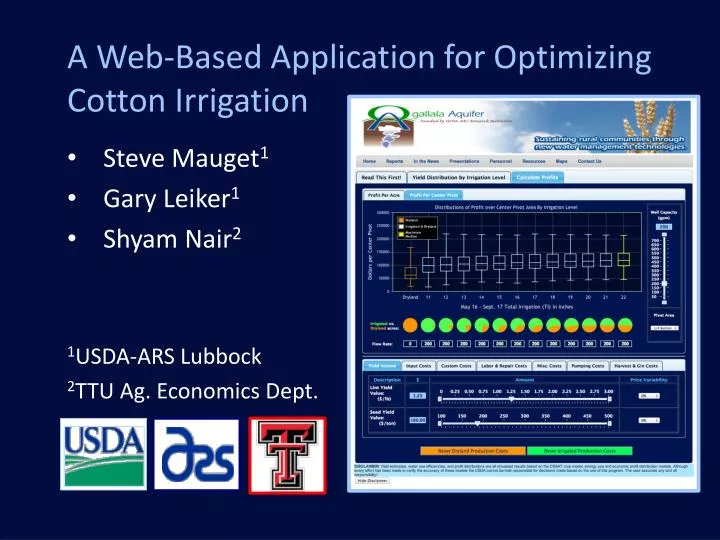 a web based application for optimizing cotton irrigation