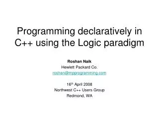 Programming declaratively in C++ using the Logic paradigm