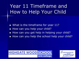 Year 11 Timeframe and How to Help Your Child