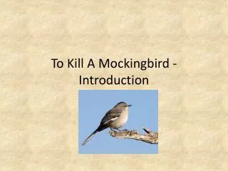 To Kill A Mockingbird - Introduction