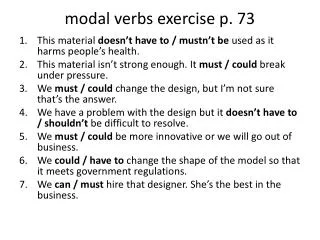 modal verbs exercise p. 73
