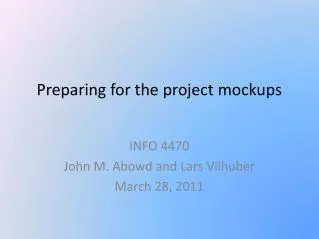 Preparing for the project mockups