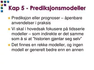 kap 5 prediksjonsmodeller