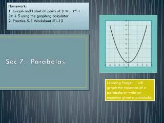 Sec 7: Parabolas