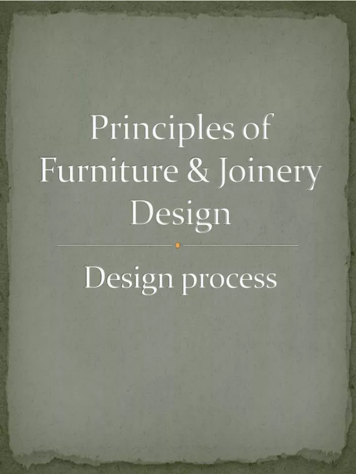 principles of furniture joinery design