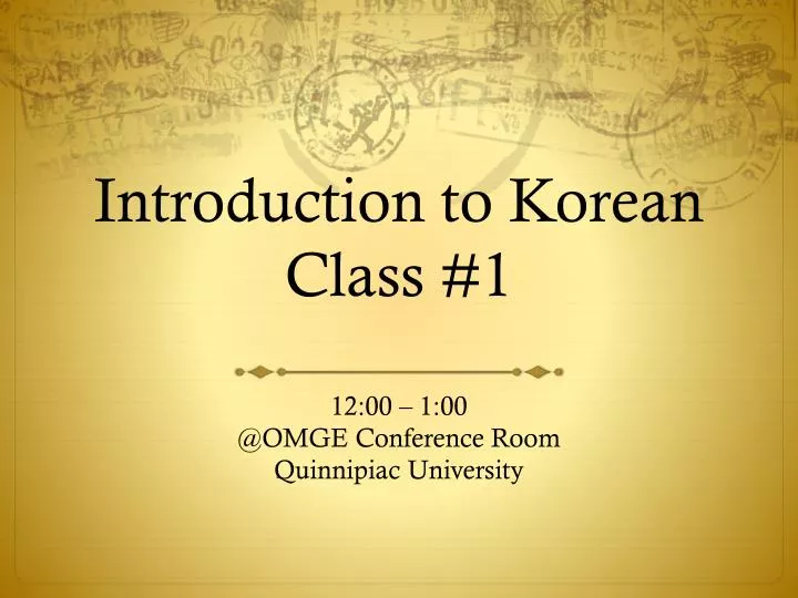 introduction to korean class 1