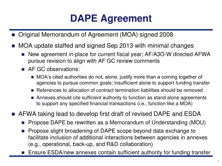 dape agreement