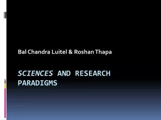 Sciences and research paradigms