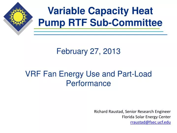 variable capacity heat pump rtf sub committee