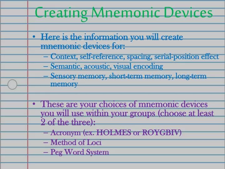 creating mnemonic devices