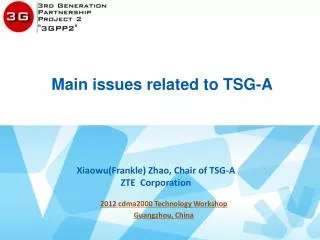 Main issues related to TSG-A
