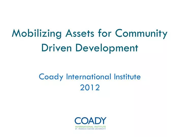 mobilizing assets for community driven development