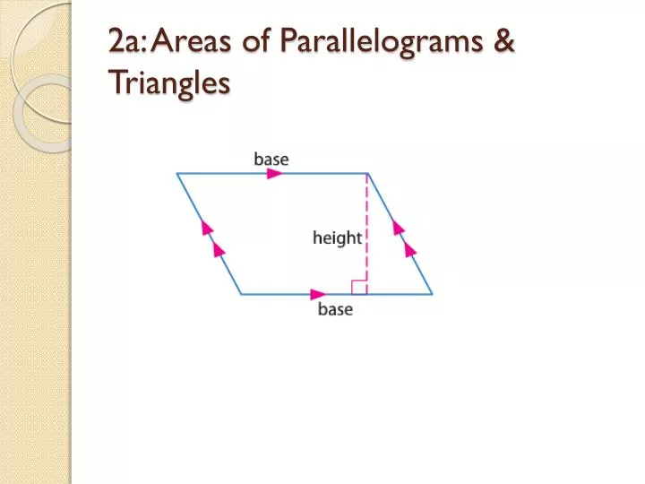 2a areas of parallelograms triangles