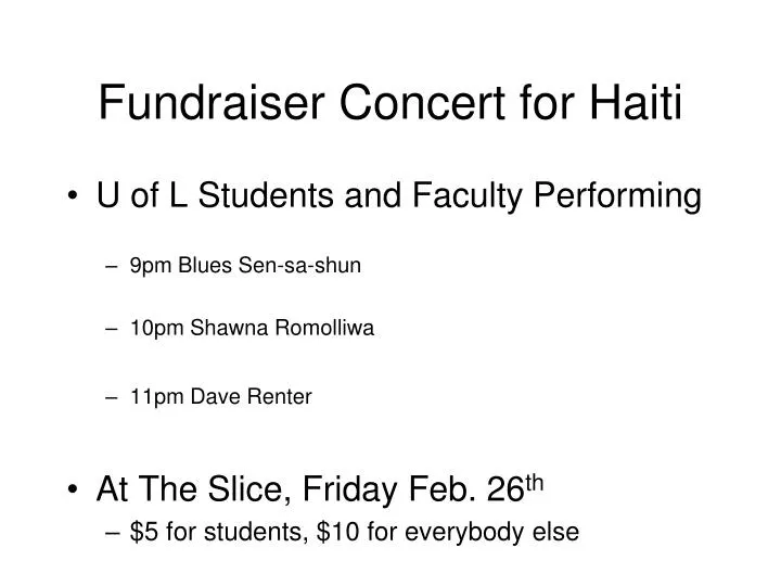 fundraiser concert for haiti