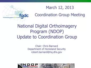 National Digital Orthoimagery Program (NDOP) Update to Coordination Group