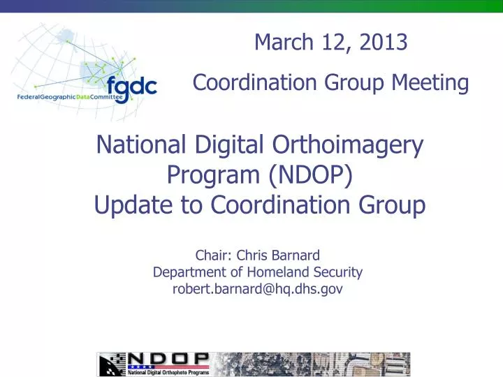 national digital orthoimagery program ndop update to coordination group