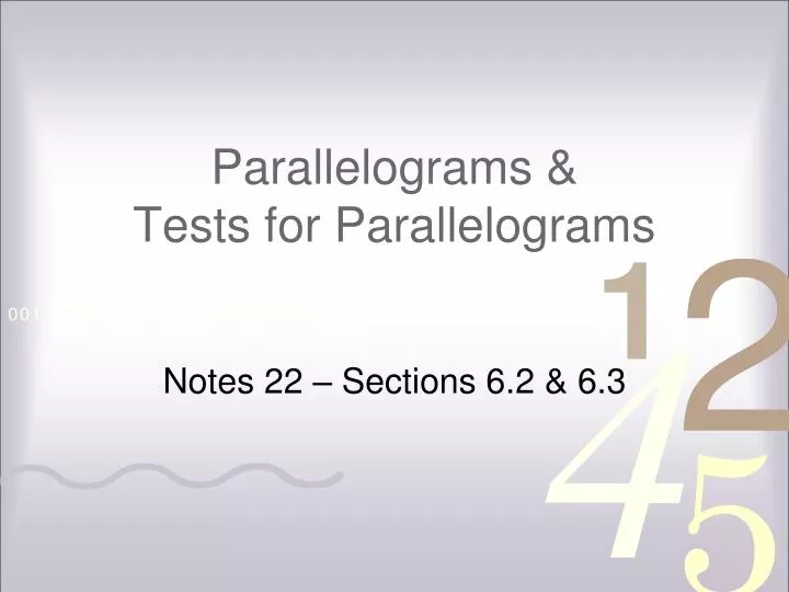 parallelograms tests for parallelograms