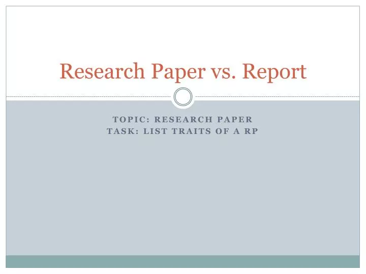research paper vs report