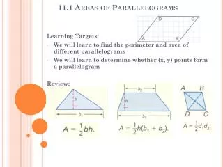 11.1 Areas of Parallelograms